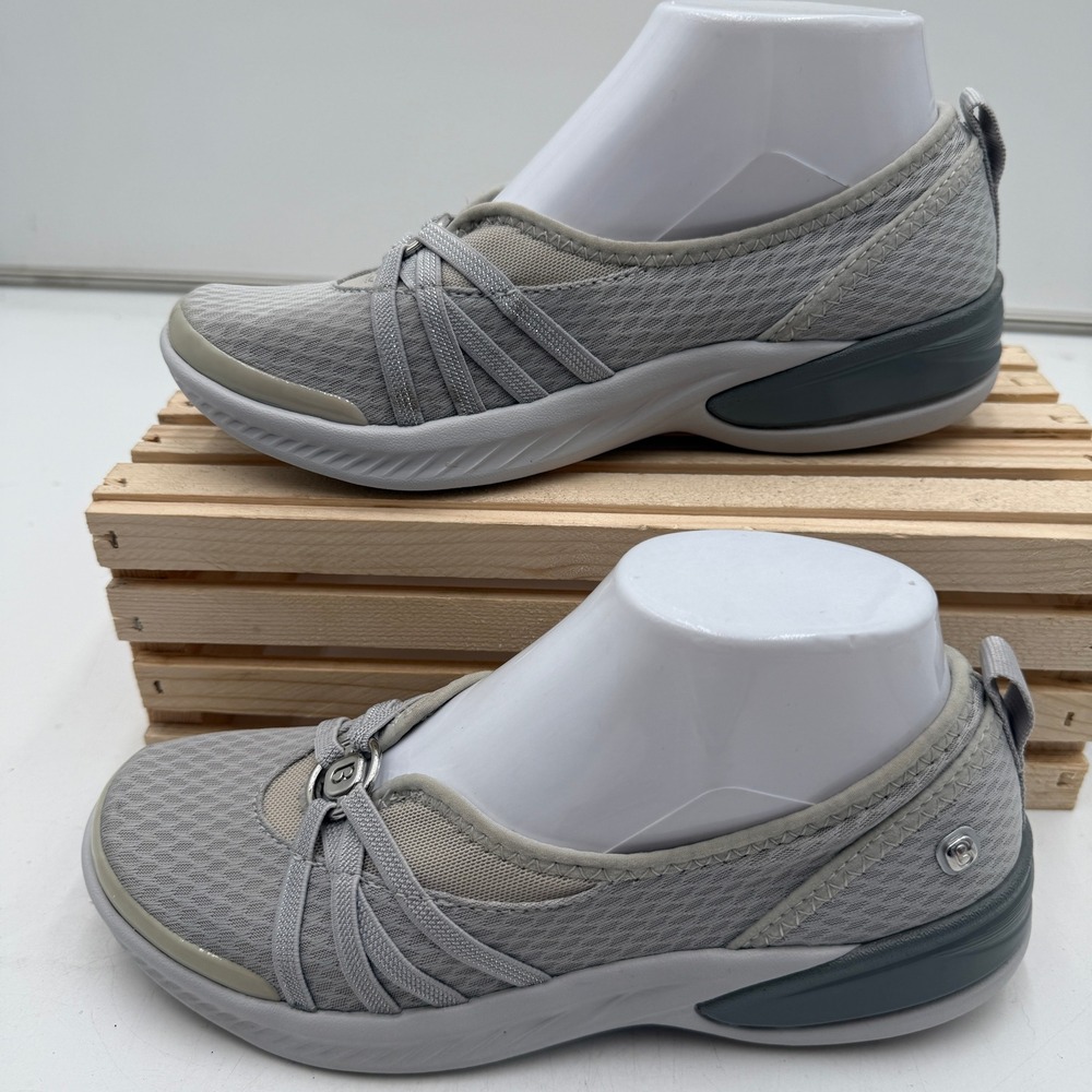 Bzees Niche Slip-On Shoes‎ Grey Mesh Comfort Walking Sneakers Womens 7M